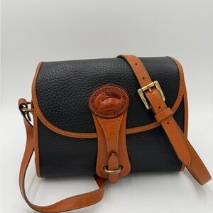 Vintage Dooney & Bourke AWL Duck Logo Crossbody Bag Black Tan Made in USA